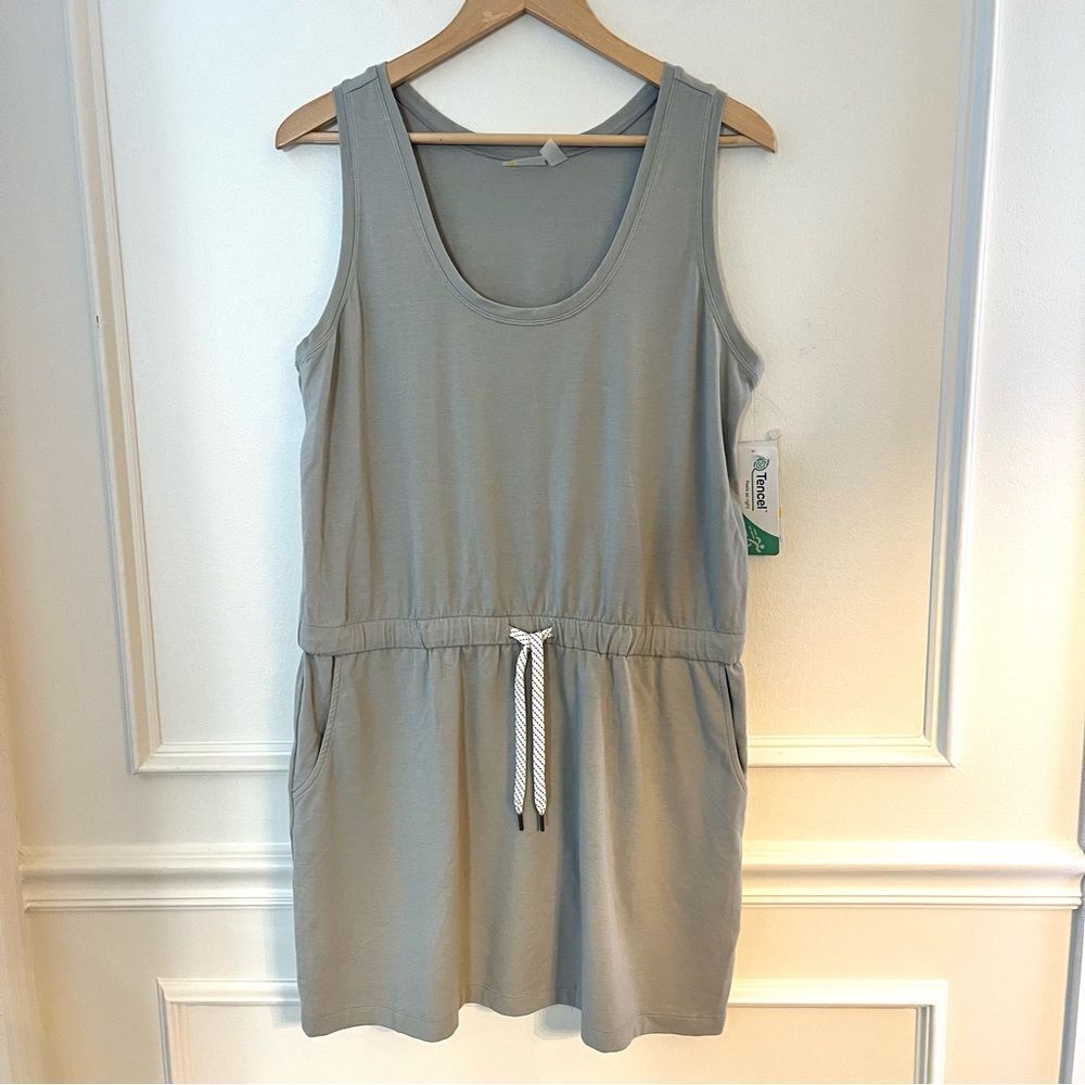 Zella‎ Gwen Ponte Knit Modal Sleeveless Drawstring Waist Tank Dress Gray XL NWT